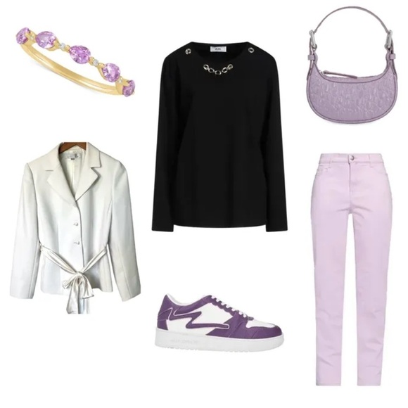 Tahari ASL ivory cream blazer belted satin sash notched collar Women’s Sz 6 - Picture 8 of 13